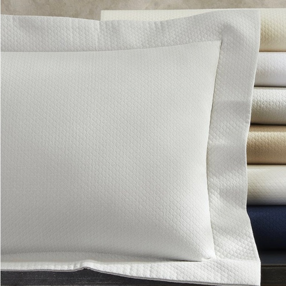 New MATOUK Elliot Diamond Pique Straight Edge Euro Sham 27x27 Style #062 White